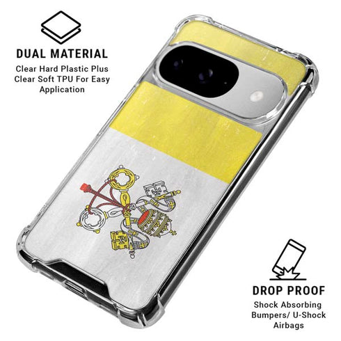 Vatican City Flag Distressed Google Pixel 10 Clear Case